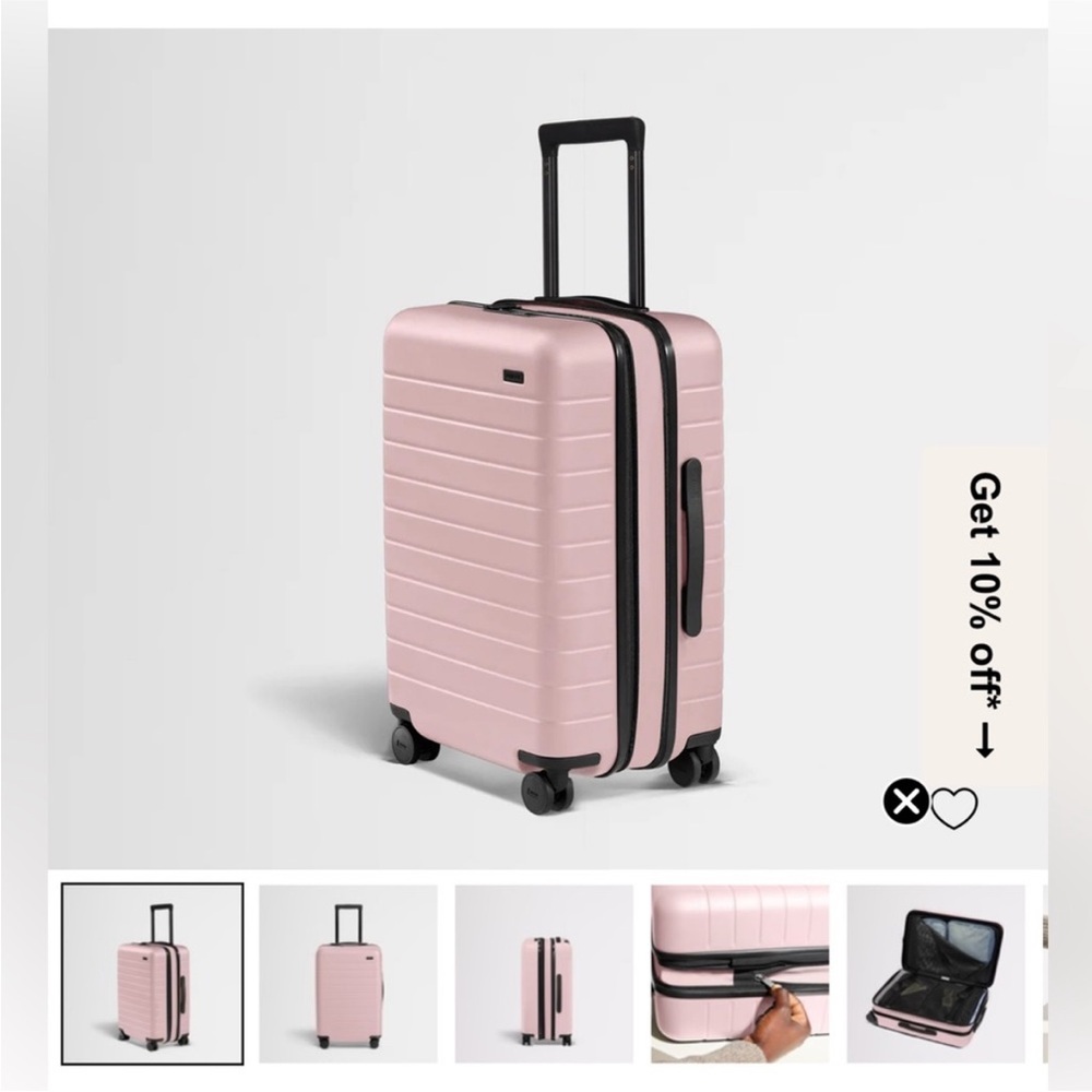 Away Blush Pink the bigger Carry-On Luggage with Spinner Wheels